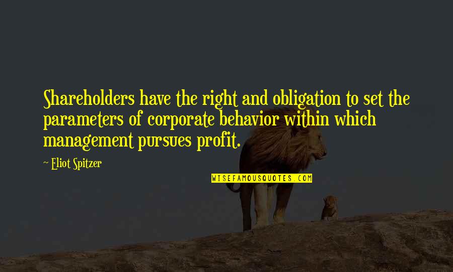 Behavior Management Quotes By Eliot Spitzer: Shareholders have the right and obligation to set