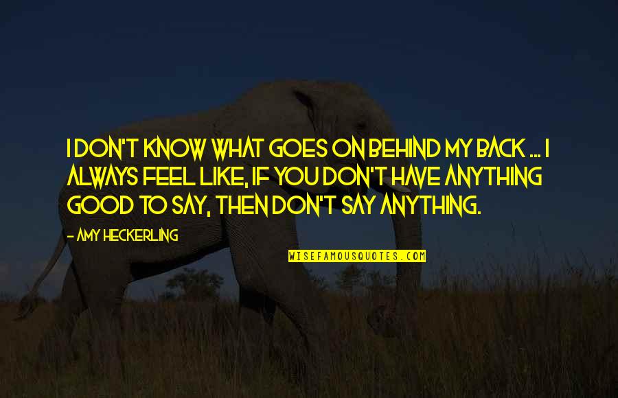 Behind Back Quotes By Amy Heckerling: I don't know what goes on behind my