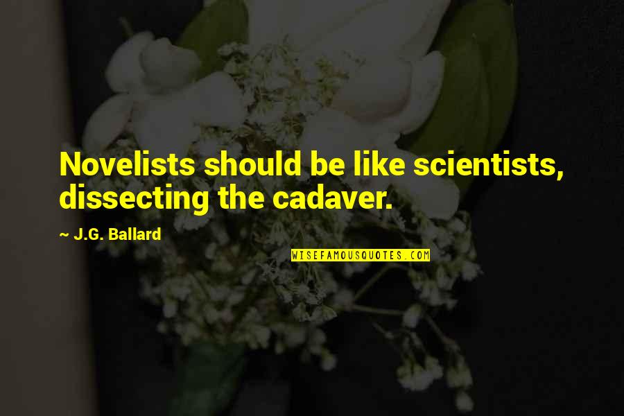 Behind Back Talking Quotes By J.G. Ballard: Novelists should be like scientists, dissecting the cadaver.