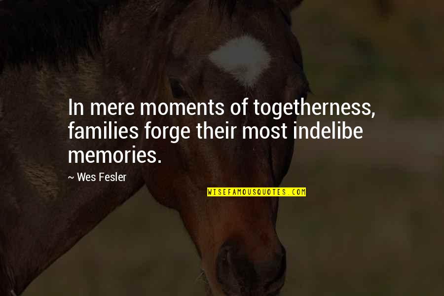 Behind Every Woman's Smile Quotes By Wes Fesler: In mere moments of togetherness, families forge their