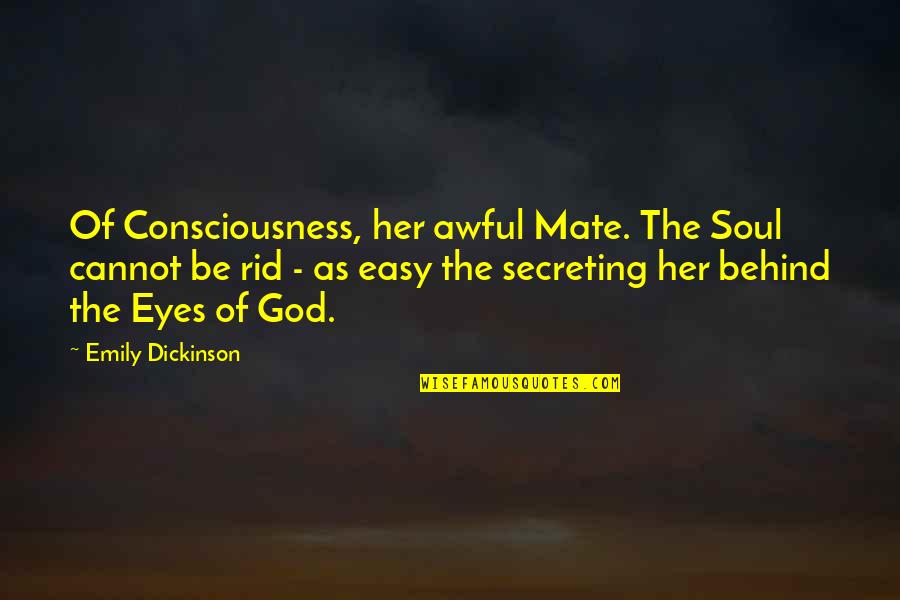 Behind My Eyes Quotes By Emily Dickinson: Of Consciousness, her awful Mate. The Soul cannot Behind My Eyes Quotes By Emily Dickinson: Of Consciousness, her awful Mate. The Soul cannot