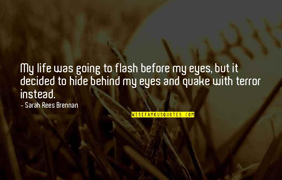 Behind My Eyes Quotes By Sarah Rees Brennan: My life was going to flash before my