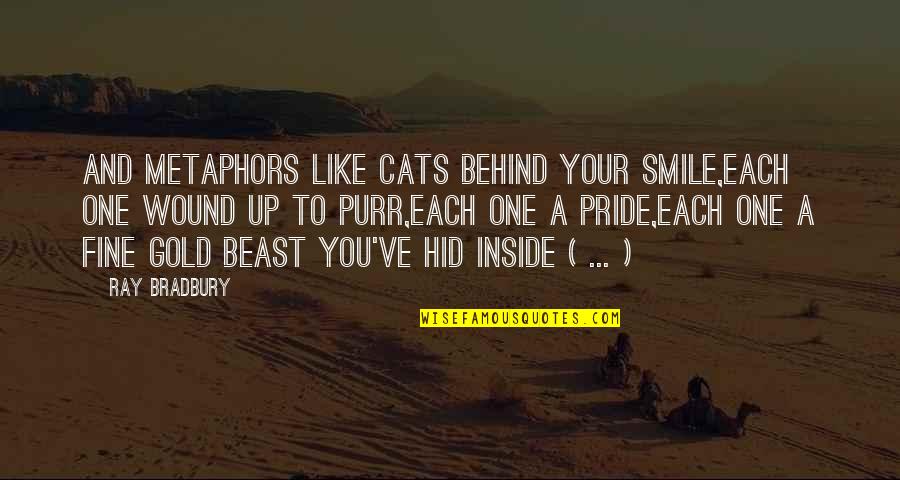 Behind Smile Quotes By Ray Bradbury: And metaphors like cats behind your smile,Each one