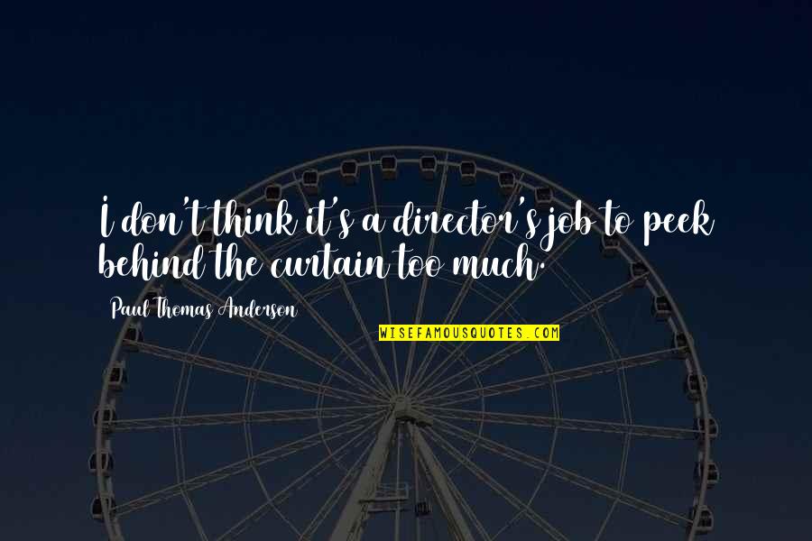 Behind The Curtain Quotes By Paul Thomas Anderson: I don't think it's a director's job to