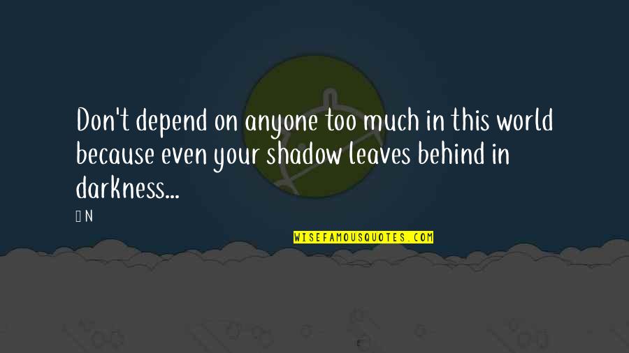 Behind The Darkness Quotes By N: Don't depend on anyone too much in this