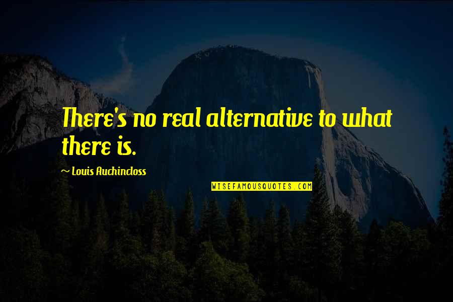 Behrakis Reuters Quotes By Louis Auchincloss: There's no real alternative to what there is.
