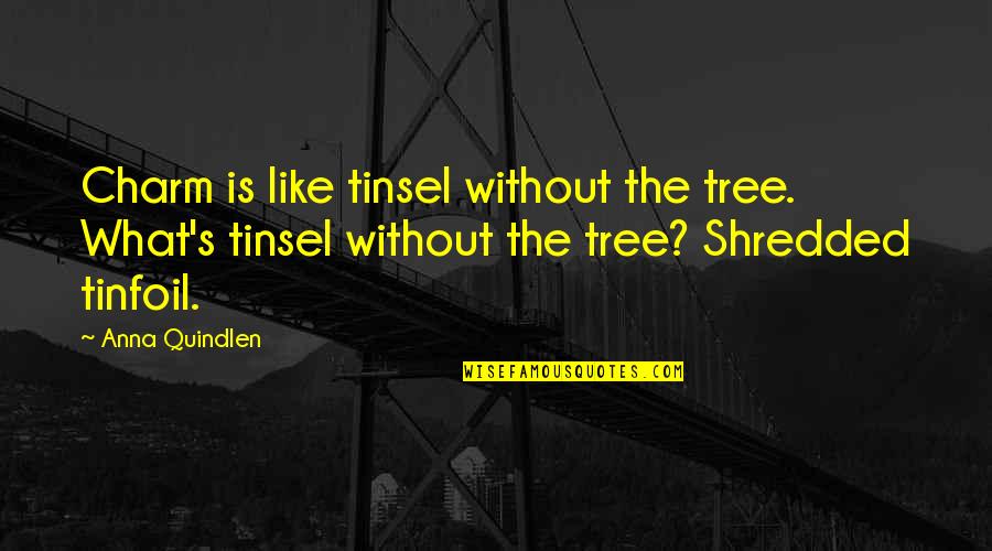 Behrang Saminejad Quotes By Anna Quindlen: Charm is like tinsel without the tree. What's Behrang Saminejad Quotes By Anna Quindlen: Charm is like tinsel without the tree. What's
