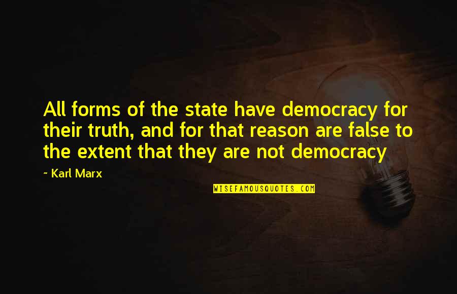 Beidelman Furniture Quotes By Karl Marx: All forms of the state have democracy for