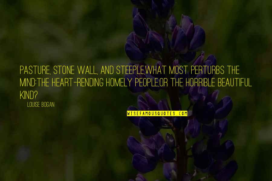 Beige Aesthetic Islamic Quotes By Louise Bogan: Pasture, stone wall, and steeple,What most perturbs the