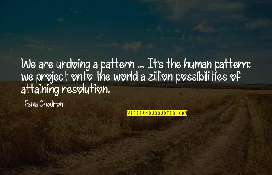 Beigns Quotes By Pema Chodron: We are undoing a pattern ... It's the