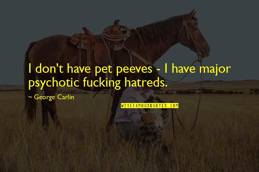 Beilenson Peter Quotes By George Carlin: I don't have pet peeves - I have