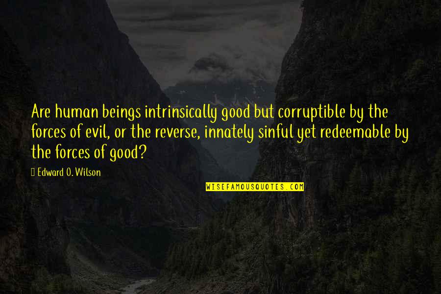 Being 20 Quotes By Edward O. Wilson: Are human beings intrinsically good but corruptible by