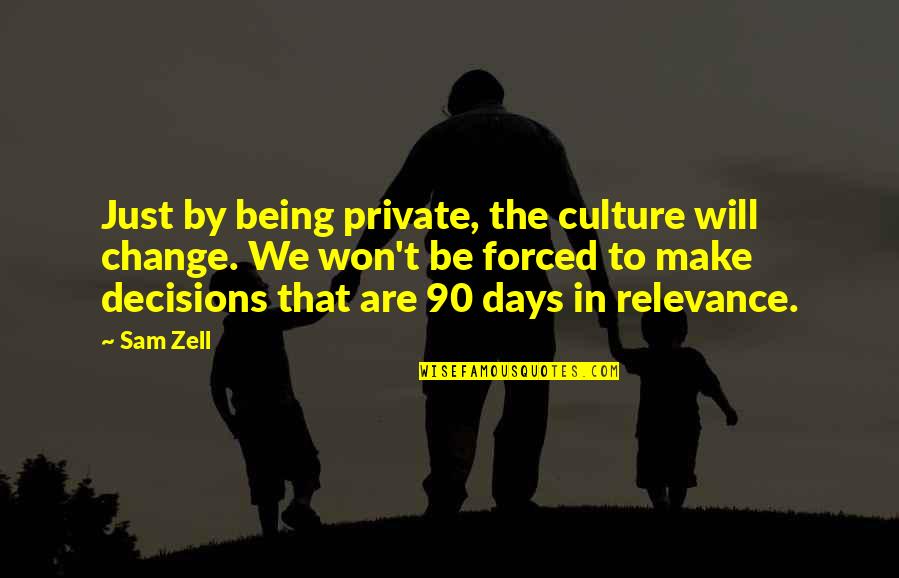 Being 90 Quotes By Sam Zell: Just by being private, the culture will change. Being 90 Quotes By Sam Zell: Just by being private, the culture will change.