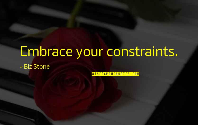 Being A Cold Hearted Woman Quotes By Biz Stone: Embrace your constraints.