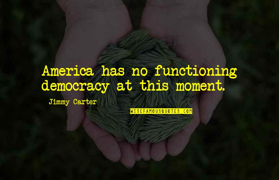 Being A Cold Hearted Woman Quotes By Jimmy Carter: America has no functioning democracy at this moment.