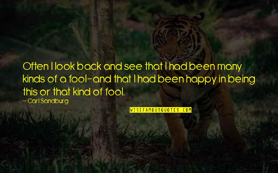 Being A Fool Quotes By Carl Sandburg: Often I look back and see that I