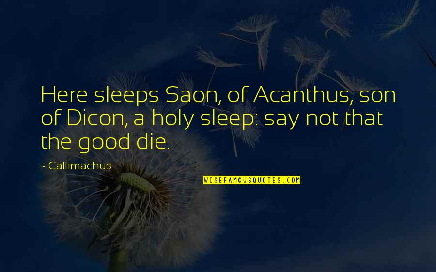 Being A Good Friend For Kids Quotes By Callimachus: Here sleeps Saon, of Acanthus, son of Dicon,