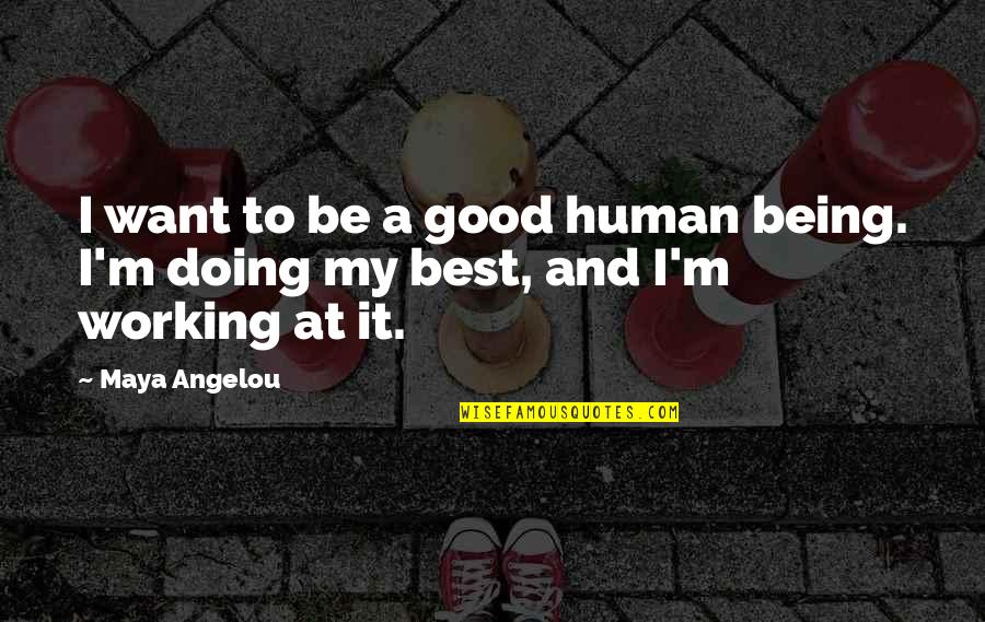 Being A Good Human Quotes By Maya Angelou: I want to be a good human being.