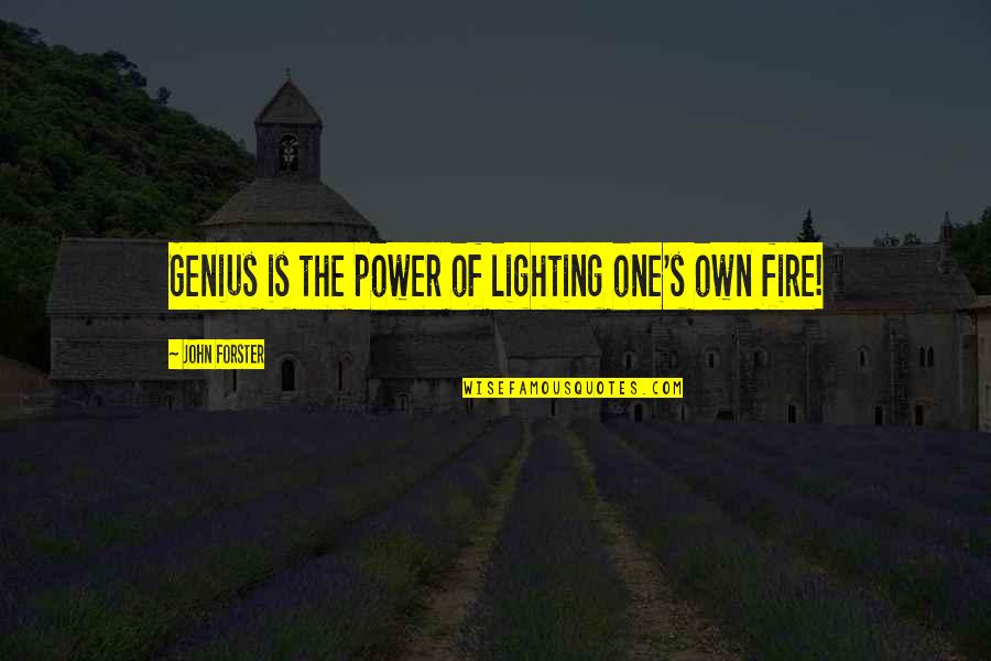 Being A Hot Mom Quotes By John Forster: Genius is the power of lighting one's own