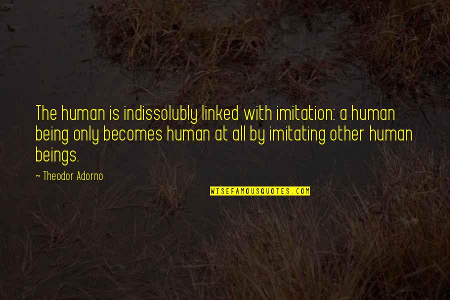 Being A Human Quotes By Theodor Adorno: The human is indissolubly linked with imitation: a