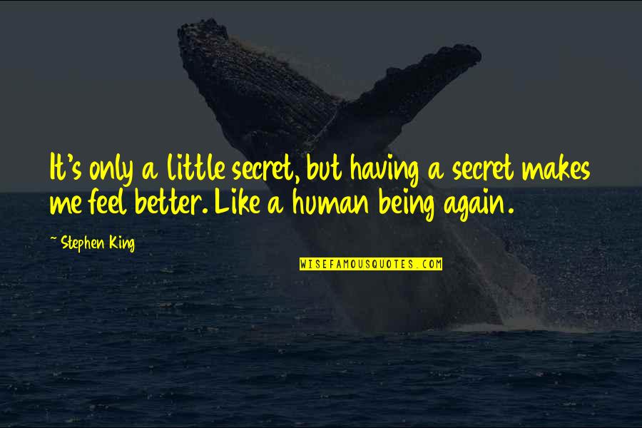 Being A King Quotes By Stephen King: It's only a little secret, but having a Being A King Quotes By Stephen King: It's only a little secret, but having a