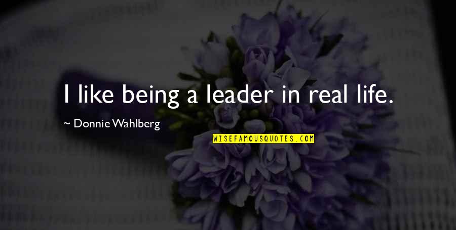 Being A Leader Quotes By Donnie Wahlberg: I like being a leader in real life.