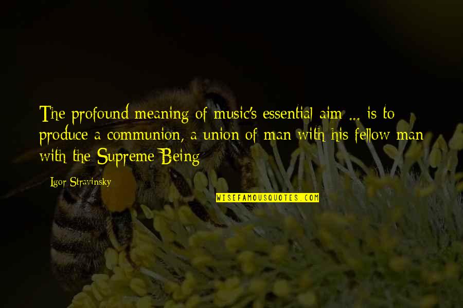 Being A Man Quotes By Igor Stravinsky: The profound meaning of music's essential aim ...