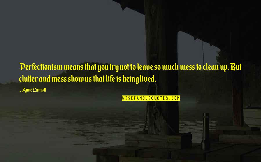 Being A Mess In Life Quotes By Anne Lamott: Perfectionism means that you try not to leave