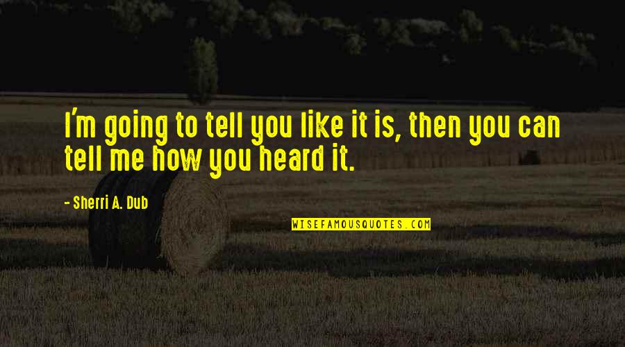 Being A New Person Quotes By Sherri A. Dub: I'm going to tell you like it is,