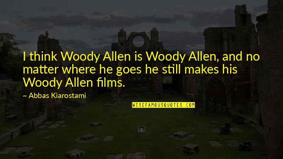 Being A Proxy Quotes By Abbas Kiarostami: I think Woody Allen is Woody Allen, and