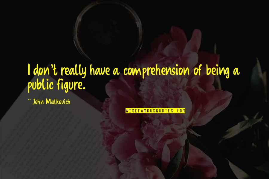 Being A Public Figure Quotes By John Malkovich: I don't really have a comprehension of being