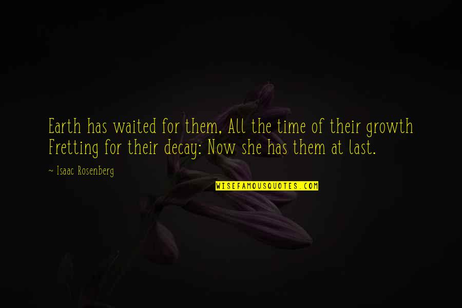 Being A Softball Catcher Quotes By Isaac Rosenberg: Earth has waited for them, All the time