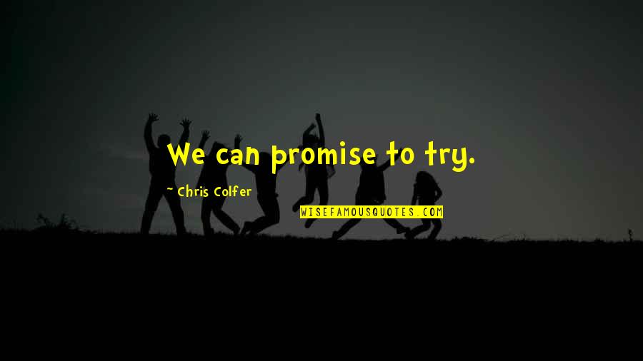 Being A Stranger In A Village Quotes By Chris Colfer: We can promise to try.