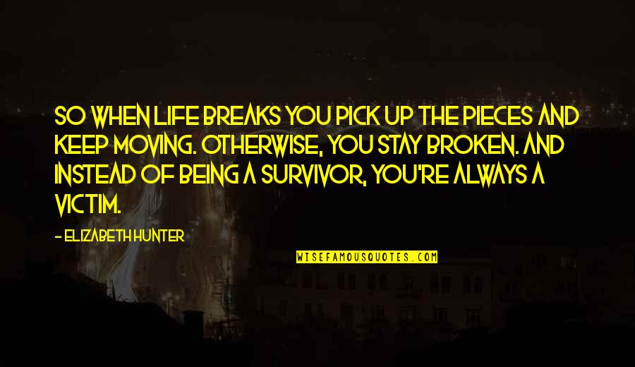 Being A Survivor Not A Victim Quotes By Elizabeth Hunter: So when life breaks you pick up the