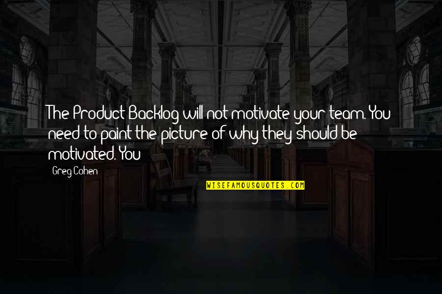 Being A Wise Woman Quotes By Greg Cohen: The Product Backlog will not motivate your team.