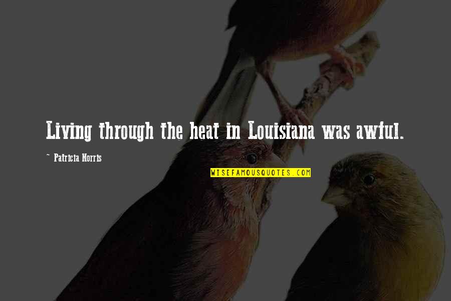 Being A Woman Leader Quotes By Patricia Norris: Living through the heat in Louisiana was awful.