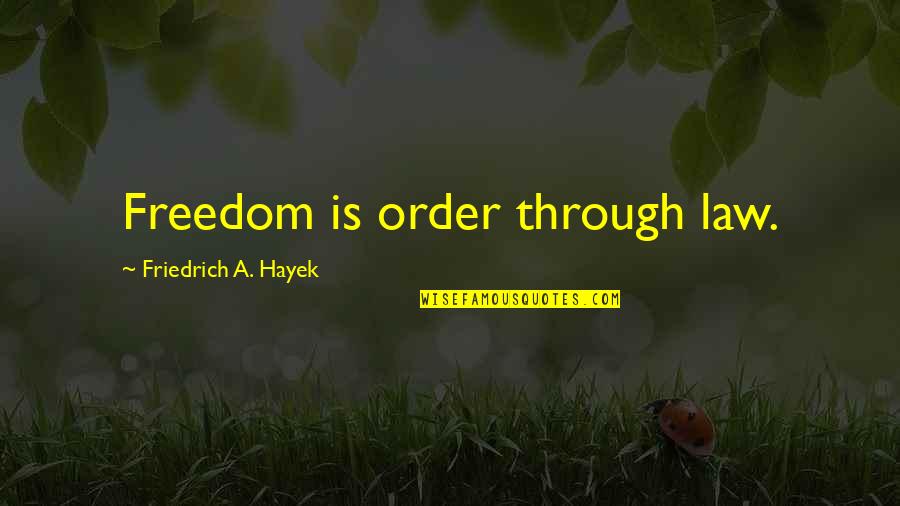 Being Able To Walk Away Quotes By Friedrich A. Hayek: Freedom is order through law.