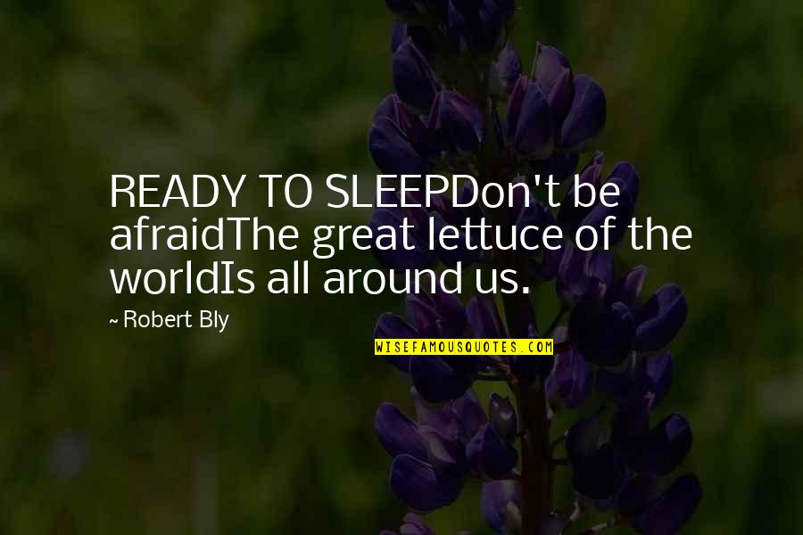 Being Afraid To Get Hurt Again Quotes By Robert Bly: READY TO SLEEPDon't be afraidThe great lettuce of