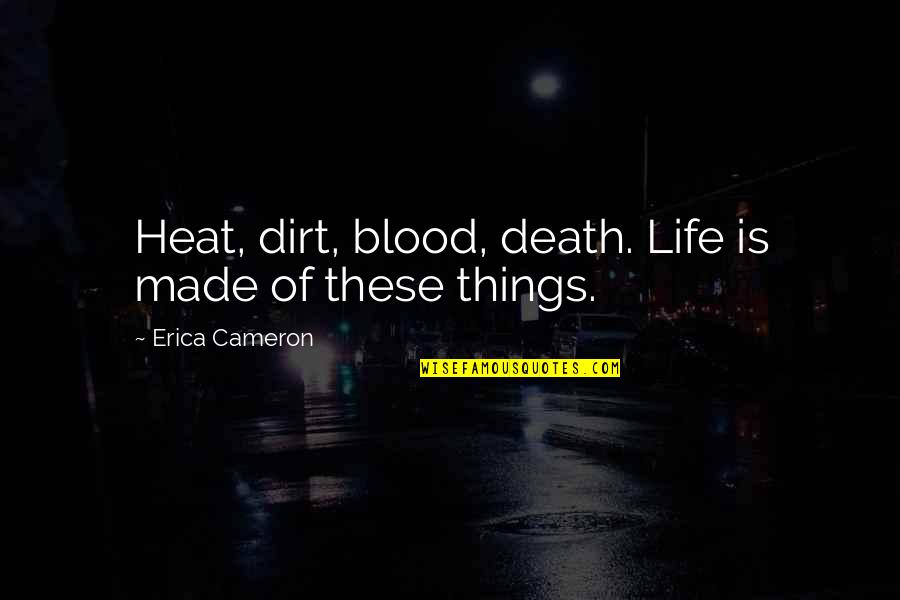 Being Almost Finished Quotes By Erica Cameron: Heat, dirt, blood, death. Life is made of