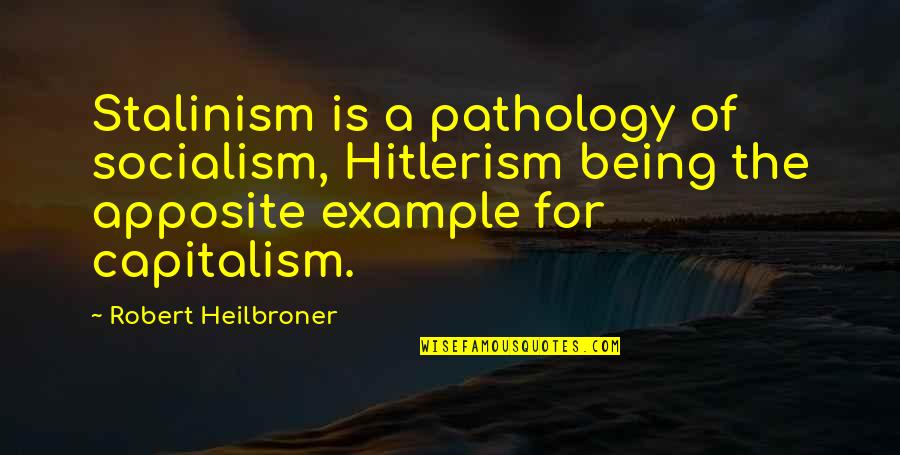 Being An Example Quotes By Robert Heilbroner: Stalinism is a pathology of socialism, Hitlerism being