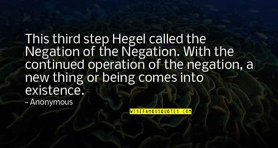 Being Anonymous Quotes By Anonymous: This third step Hegel called the Negation of