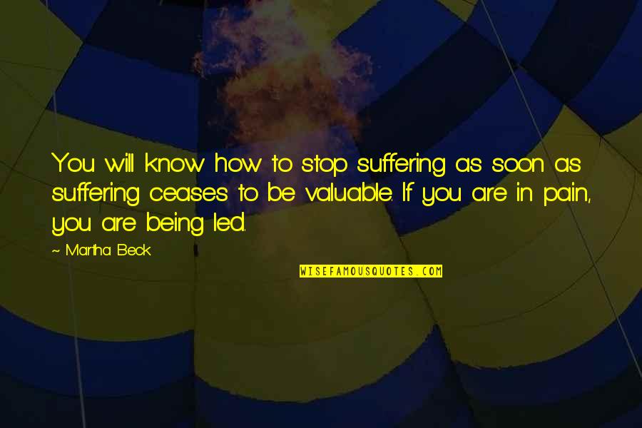 Being As You Are Quotes By Martha Beck: You will know how to stop suffering as