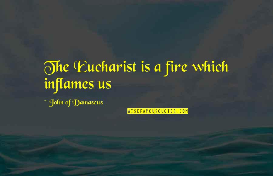 Being Attached To Material Things Quotes By John Of Damascus: The Eucharist is a fire which inflames us