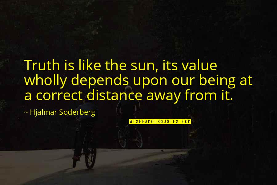 Being Away From You Is Like Quotes By Hjalmar Soderberg: Truth is like the sun, its value wholly