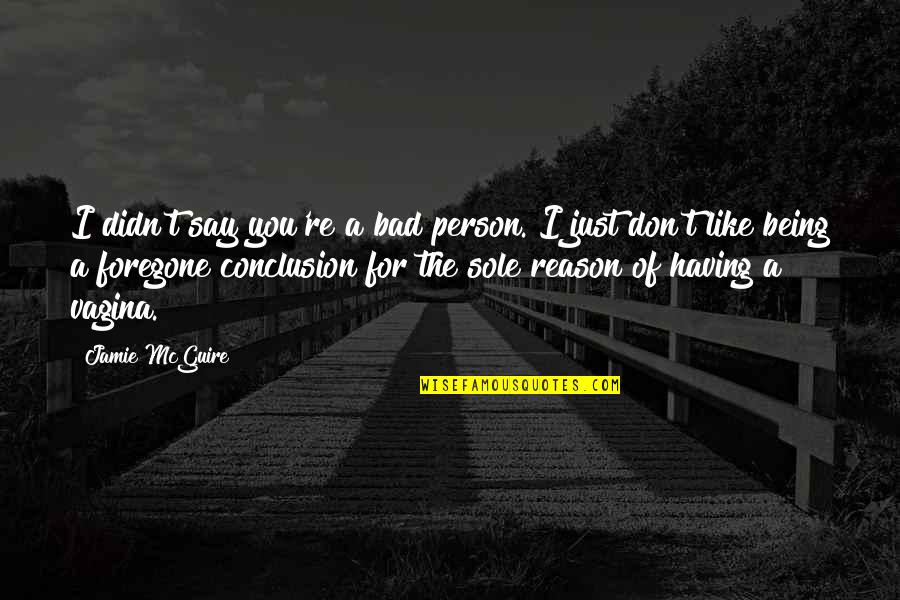 Being Bad Person Quotes By Jamie McGuire: I didn't say you're a bad person. I Being Bad Person Quotes By Jamie McGuire: I didn't say you're a bad person. I