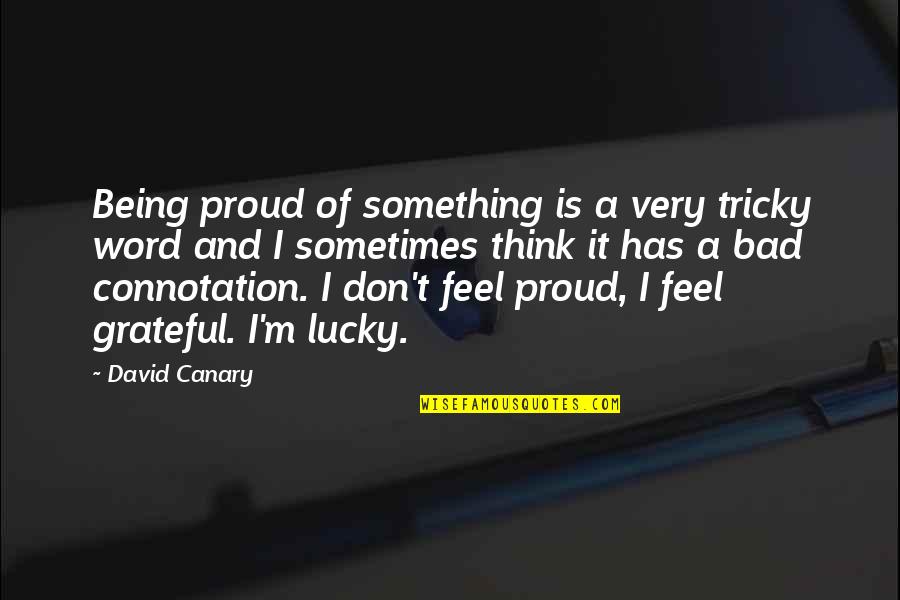 Being Bad Quotes By David Canary: Being proud of something is a very tricky