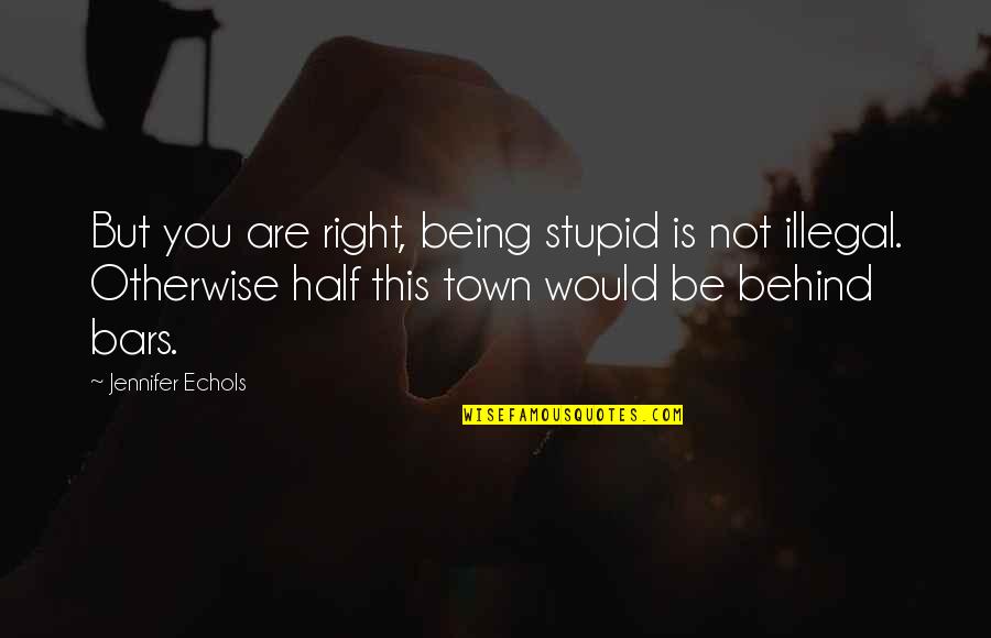 Being Behind Quotes By Jennifer Echols: But you are right, being stupid is not