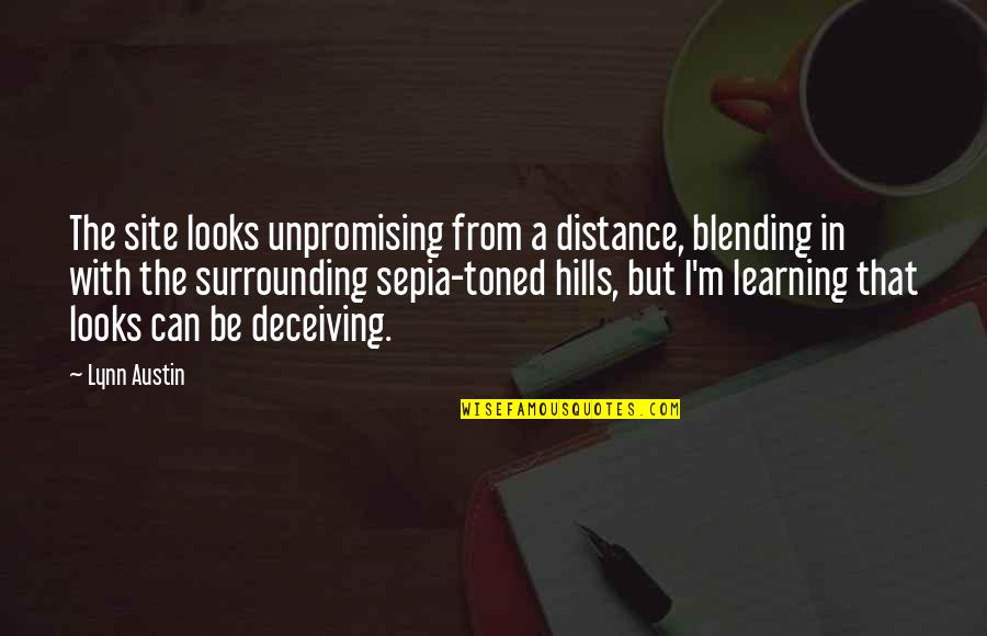 Being Belligerent Quotes By Lynn Austin: The site looks unpromising from a distance, blending Being Belligerent Quotes By Lynn Austin: The site looks unpromising from a distance, blending