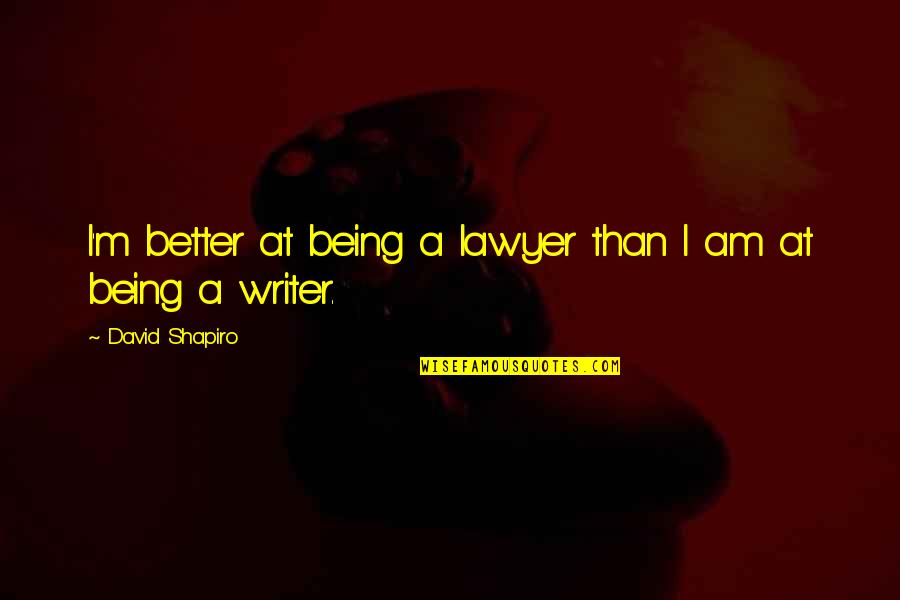 Being Better Than You Are Quotes By David Shapiro: I'm better at being a lawyer than I