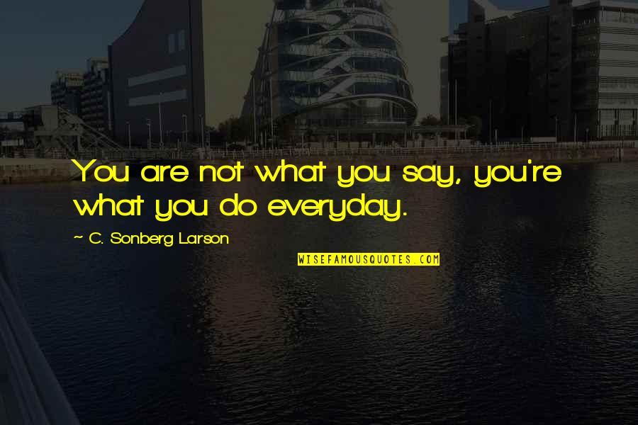 Being Black And White Quotes By C. Sonberg Larson: You are not what you say, you're what Being Black And White Quotes By C. Sonberg Larson: You are not what you say, you're what